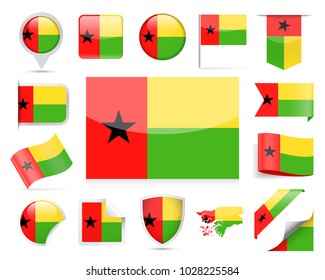 Guinea-Bissau Flag Set - Vector Illustration