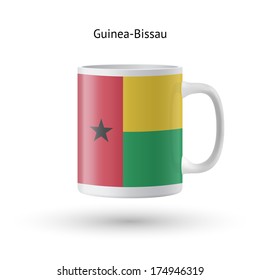 Guinea-Bissau flag souvenir mug isolated on white background. Vector illustration.