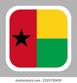 Guinea-Bissau flag square flat vector with rounded corners and white border, vector illustration