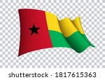 Guinea-Bissau flag state symbol isolated on background national banner. Greeting card National Independence Day of the Republic of Guinea-Bissau. Illustration banner with realistic state flag.