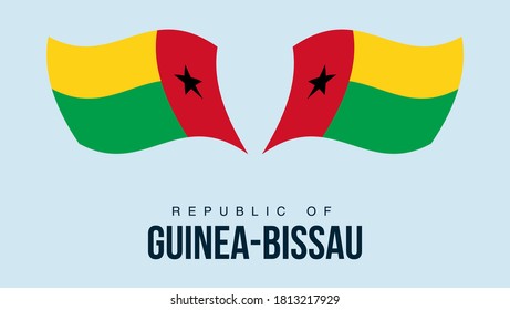 Guinea-Bissau flag state symbol isolated on background national banner. Greeting card National Independence Day of the Republic of Guinea-Bissau. Illustration banner with realistic state flag.