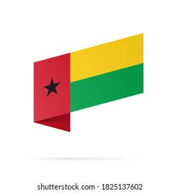 Guinea-Bissau flag state symbol isolated on background national banner. Greeting card National Independence Day of the Republic of Guinea-Bissau. Illustration banner with realistic state flag.