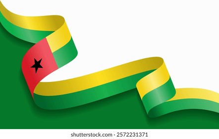 Guinea-Bissau flag wavy abstract background. Vector illustration.