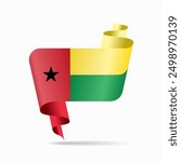 Guinea-Bissau flag wavy ribbon background. Vector illustration.