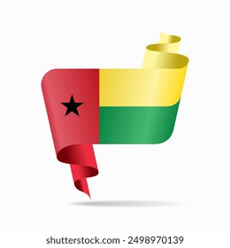 Guinea-Bissau flag wavy ribbon background. Vector illustration.