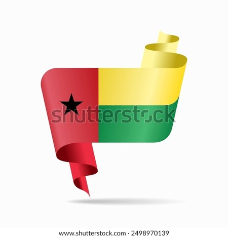 Guinea-Bissau flag wavy ribbon background. Vector illustration.