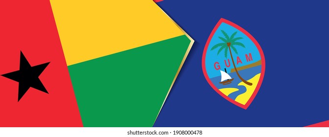 Guinea-Bissau and Guam flags, two vector flags symbol of relationship or confrontation.