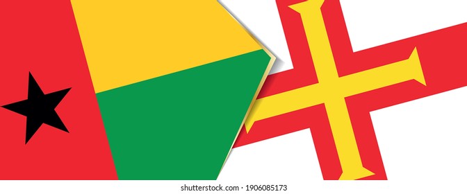 Banderas de Guinea-Bissau y Guernsey, dos banderas vectoriales símbolo de relación o enfrentamiento.