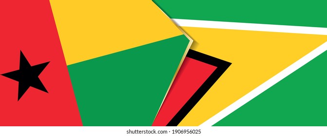 Guinea-Bissau and Guyana flags, two vector flags symbol of relationship or confrontation.