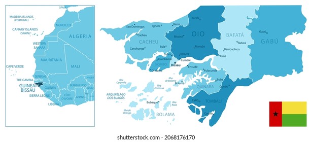 Guinea-Bissau - highly detailed blue map. Vector illustration