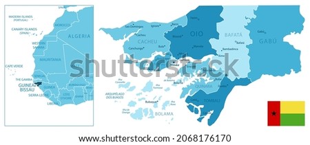 Guinea-Bissau - highly detailed blue map. Vector illustration