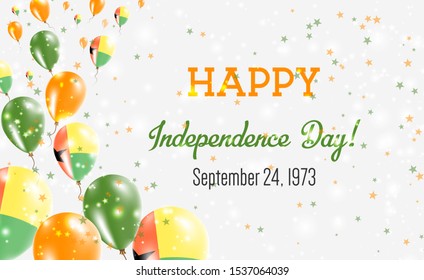 Guinea-Bissau Independence Day Greeting Card. Flying Balloons in Guinea-Bissau National Colors. Happy Independence Day Guinea-Bissau Vector Illustration.