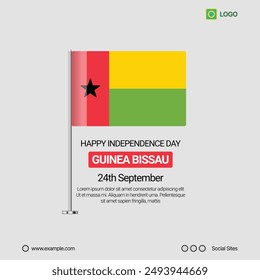 Anuncio de medios sociales del Día de la Independencia de Guinea-Bissau, diseño editable de Vector con bandera