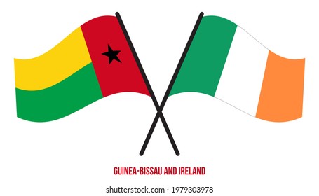 Guinea-Bissau and Ireland Flags Crossed And Waving Flat Style. Official Proportion. Correct Colors.