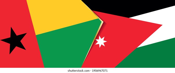 Guinea-Bissau and Jordan flags, two vector flags symbol of relationship or confrontation.