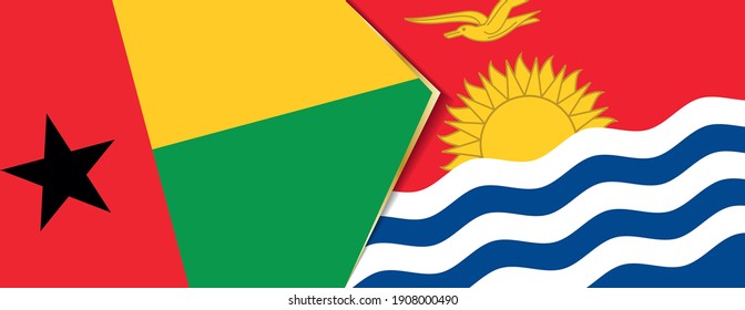 Guinea-Bissau and Kiribati flags, two vector flags symbol of relationship or confrontation.
