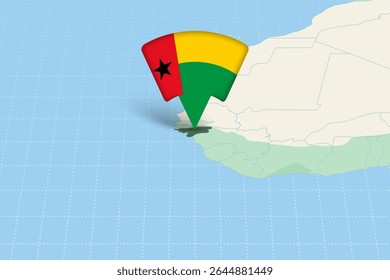 Guinea-Bissau Location Highlighted on African Map with Flag Icon. Detailed Vector Design.