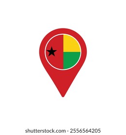 Guinea-Bissau location pin with national flag