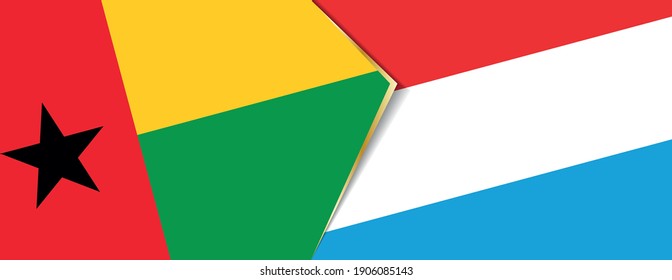 Guinea-Bissau and Luxembourg flags, two vector flags symbol of relationship or confrontation.