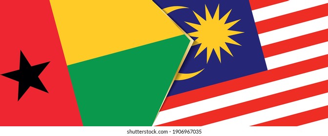 Guinea-Bissau and Malaysia flags, two vector flags symbol of relationship or confrontation.
