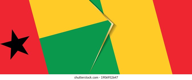 Guinea-Bissau and Mali flags, two vector flags symbol of relationship or confrontation.