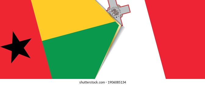 Guinea-Bissau and Malta flags, two vector flags symbol of relationship or confrontation.