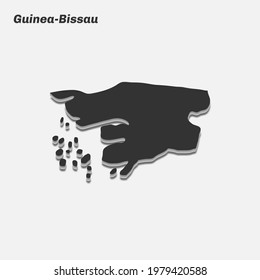 Guinea-Bissau map 3d silhouette. Vector illustration.