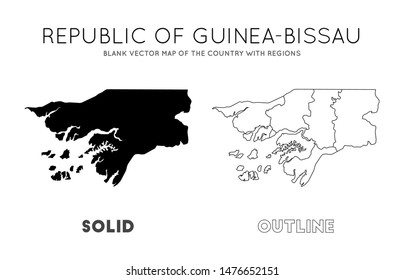 Guinea-Bissau map. Blank vector map of the country with regions. Borders of Guinea-Bissau for your infographic. Vector illustration.