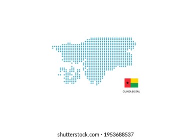 Guinea-Bissau map design blue circle, white background with Guinea-Bissau flag.