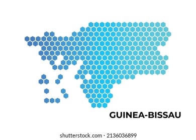 Guinea-Bissau map digital hexagon shape on white background vector illustration
