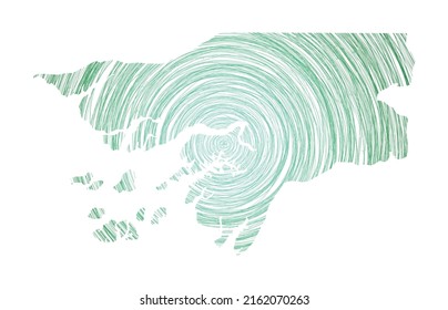 Guinea-Bissau map filled with concentric circles. Sketch style circles in the shape of the country. Vector Illustration.