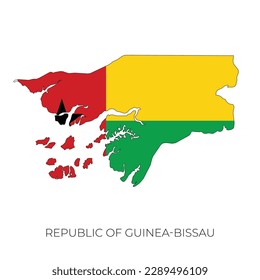 Guinea-Bissau map and flag. Detailed silhouette vector illustration