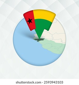 Guinea-Bissau Map Highlighted with Flag Marker. Flag Pointer on Geographic Map.