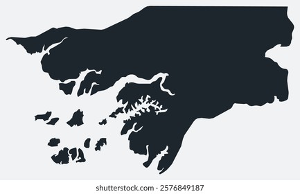 Guinea-Bissau map. Just a simple border map. Shape of the country. Flat blank Guinea-Bissau outline. Vector boundary illustration.