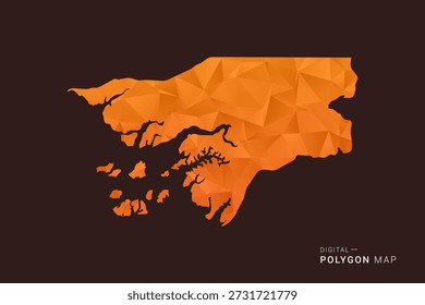 Guinea-Bissau Karte - Low-Poly-Polygon-Vektor, geometrische dreieckige Silhouette in Orange und dunklen Brauntönen, sauber modernen Infografik-Stil, isolierter Hintergrund.