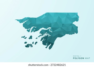 Mapa de Guinea-Bissau - Ilustración vectorial de estilo polígono en diseño geométrico azul-verde verde azulado bajo poli, silueta minimalista moderna.
