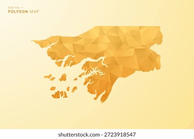 Guinea-Bissau Karte - Polygon-Stil Vektorgrafik in gelb und orange Low-Poly-geometrisches Design, moderne minimale Silhouette, einzeln für Infografik.
