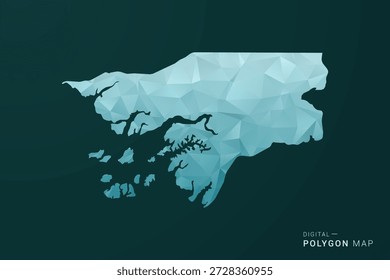 Mapa de Guinea-Bissau - Ilustración vectorial de estilo polígono en diseño geométrico de bajo poli verde y azul, silueta mínima limpia para infografía.