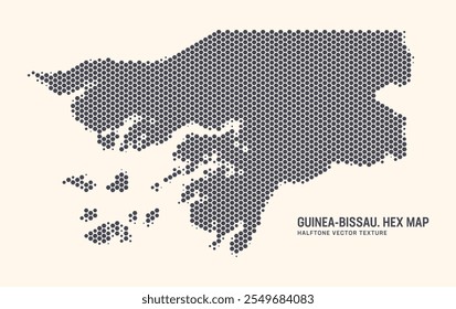 Guinea-Bissau Map Vector Hexagonal Halftone Pattern Isolate On Light Background. Hex Texture in Form of Map of Guinea-Bissau. Modern Technological Military Contour Map for Design or Business Projects