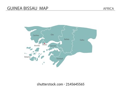 Guinea-Bissau map vector illustration on white background. Map have all province and mark the capital city of Guinea-Bissau. 