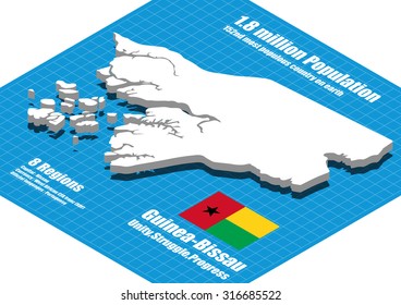 Guinea-Bissau map vector three dimensional