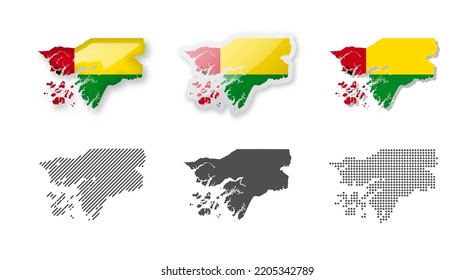Guinea-Bissau - Maps Collection. Six maps of different designs. Set of vector illustrations