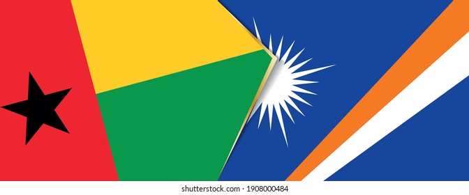Guinea-Bissau and Marshall Islands flags, two vector flags symbol of relationship or confrontation.