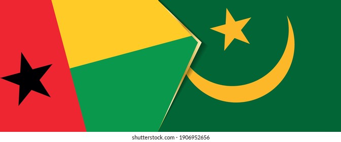 Banderas de Guinea-Bissau y Mauritania, dos banderas vectoriales símbolo de relación o enfrentamiento.