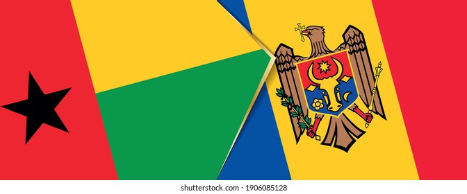 Guinea-Bissau and Moldova flags, two vector flags symbol of relationship or confrontation.
