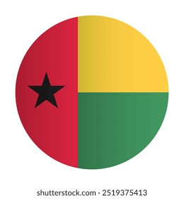 Guinea-Bissau national flag badge. Coutry identity circle