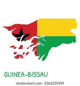 Guinea-Bissau National Flag Shaped as Country Map