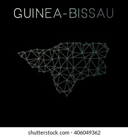 Guinea-Bissau network map. Abstract polygonal Guinea-Bissau network map design. Map of Guinea-Bissau network connections. Vector illustration.