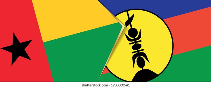 Guinea-Bissau and New Caledonia flags, two vector flags symbol of relationship or confrontation.