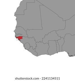 Guinea-Bissau on world map. Vector illustration.